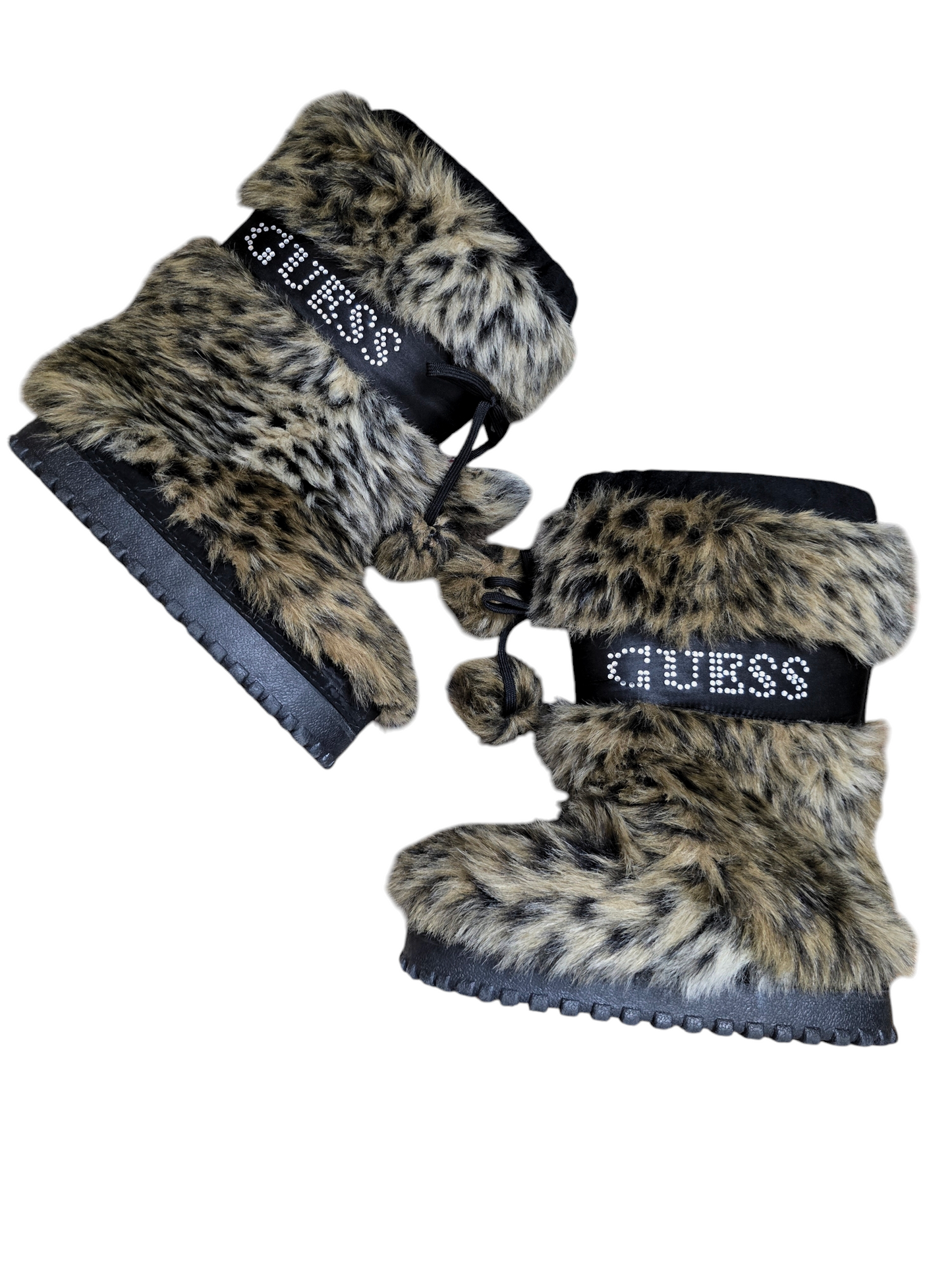 Y2k vintage leopard mcbling Guess fake fur boots