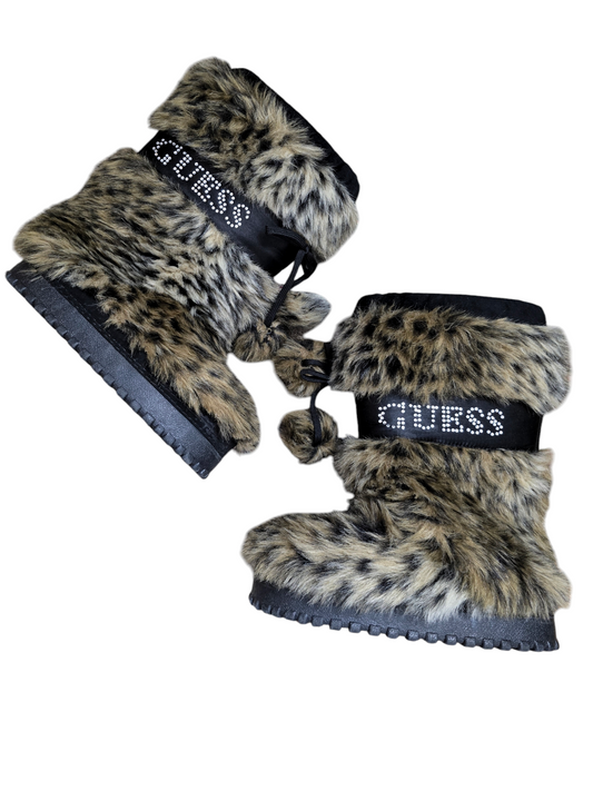 Y2k vintage leopard mcbling Guess fake fur boots