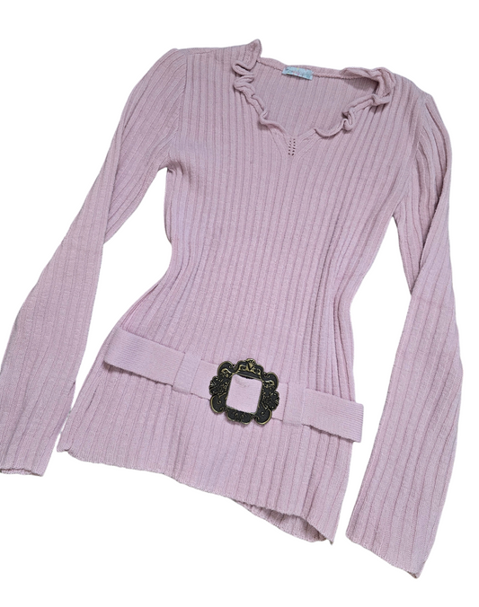 Y2k vintage coquette ribbed sweater