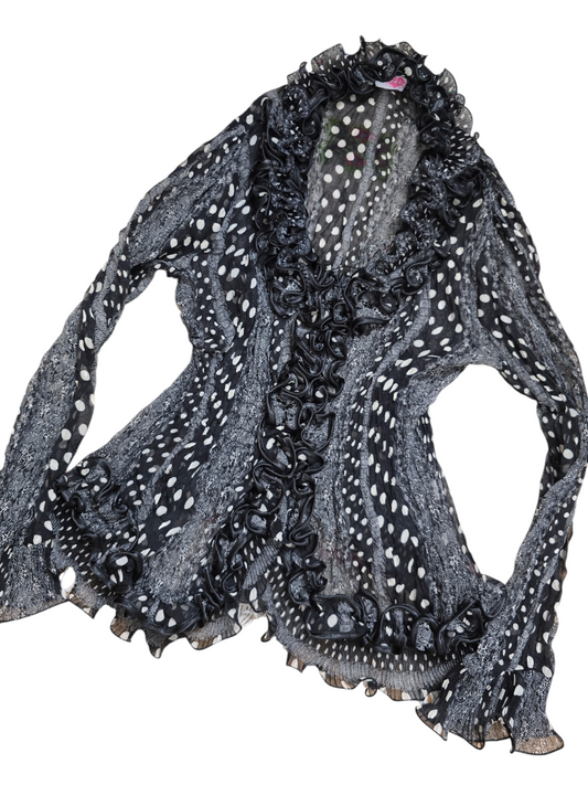 Y2k vintage coquette polka dots ruffled shirt