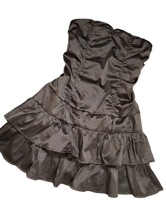 Y2k vintage coquette bustier ruffled satin dress