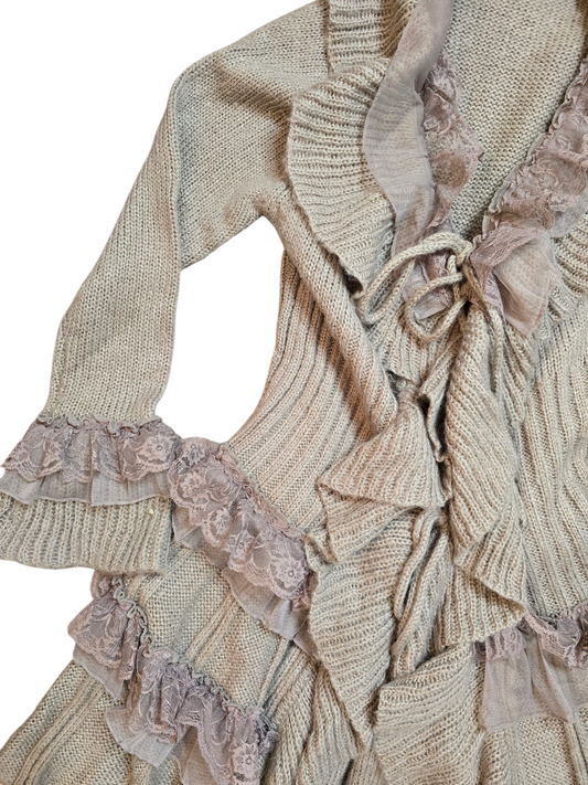 Y2k vintage flirty fairy ruffled cardigan
