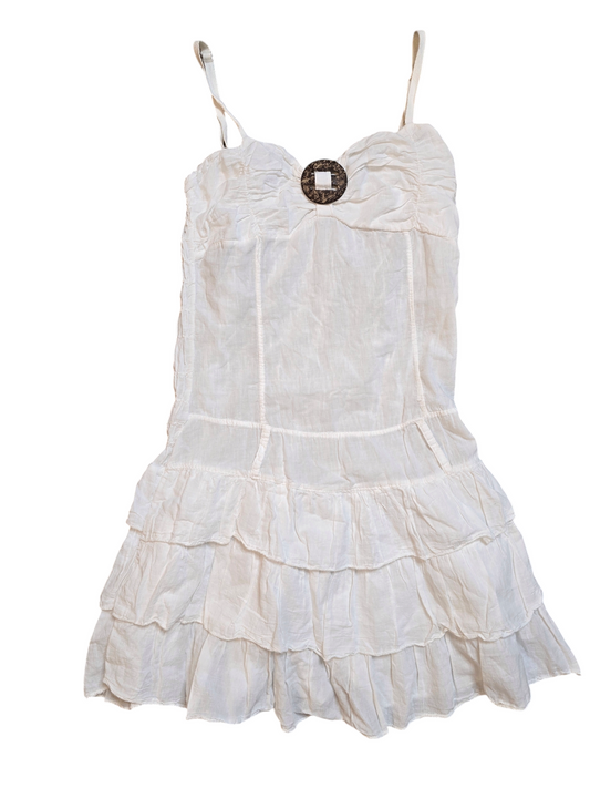 Y2k vintage fairy bohem ruffled white dress