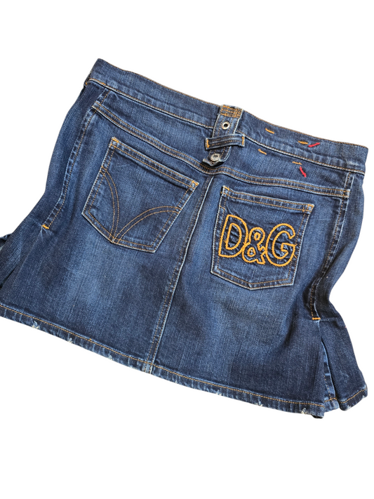 Y2k vintage Dolce & Gabbana mini pleated denim skirt