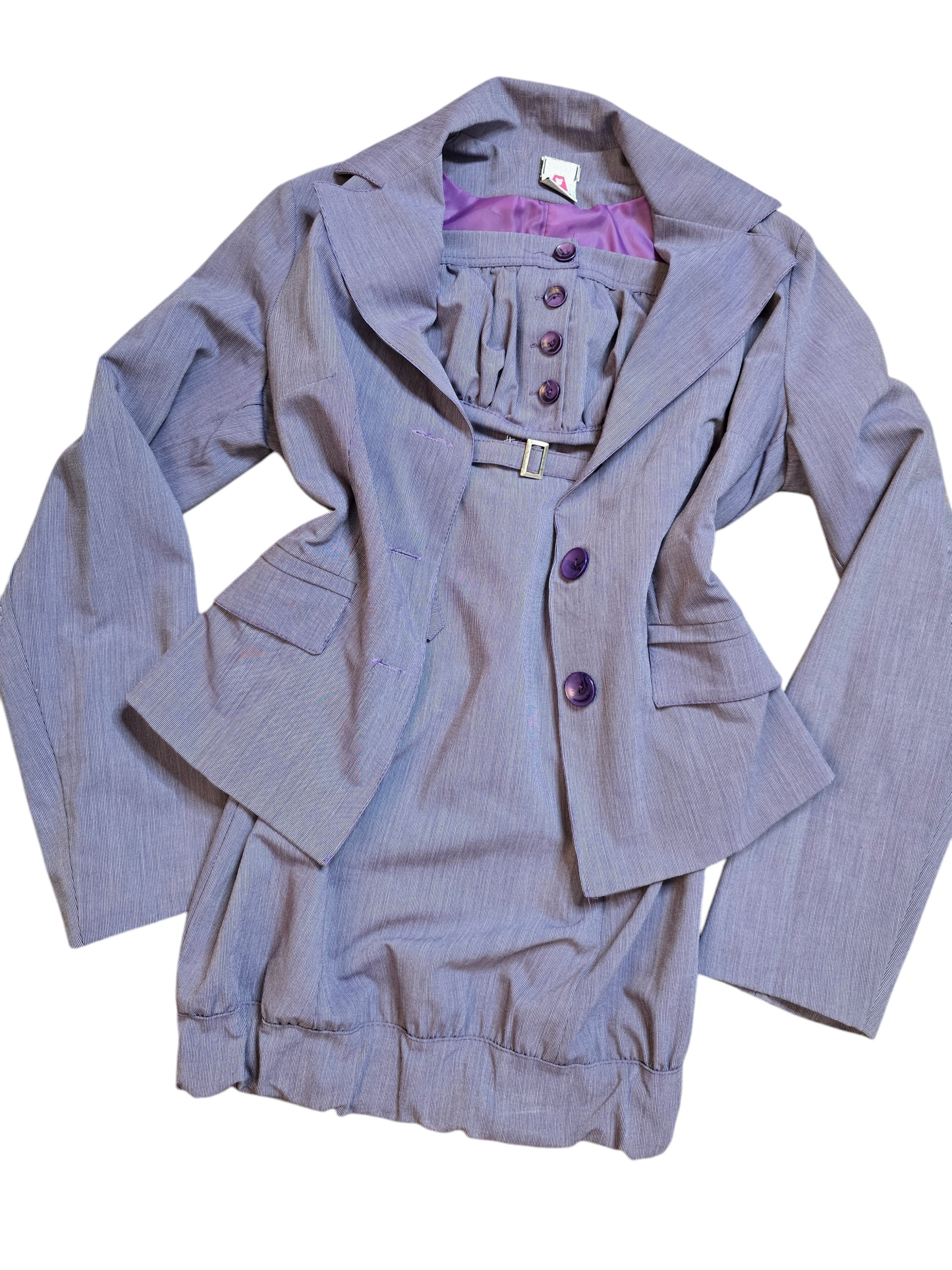 Y2k flirtatious officecore striped set bustier dress + jacket