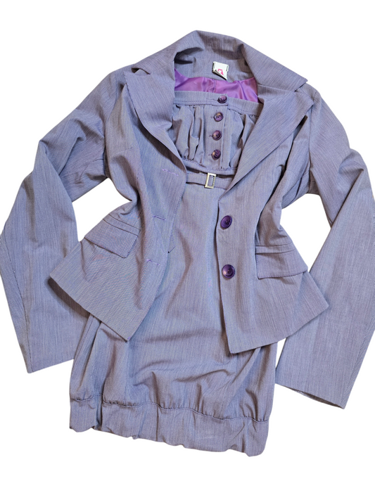 Y2k flirtatious officecore striped set bustier dress + jacket