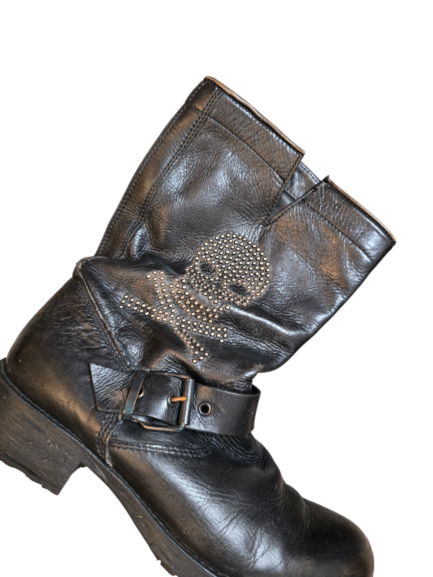 Y2k vintage biker rhinestone skull boots