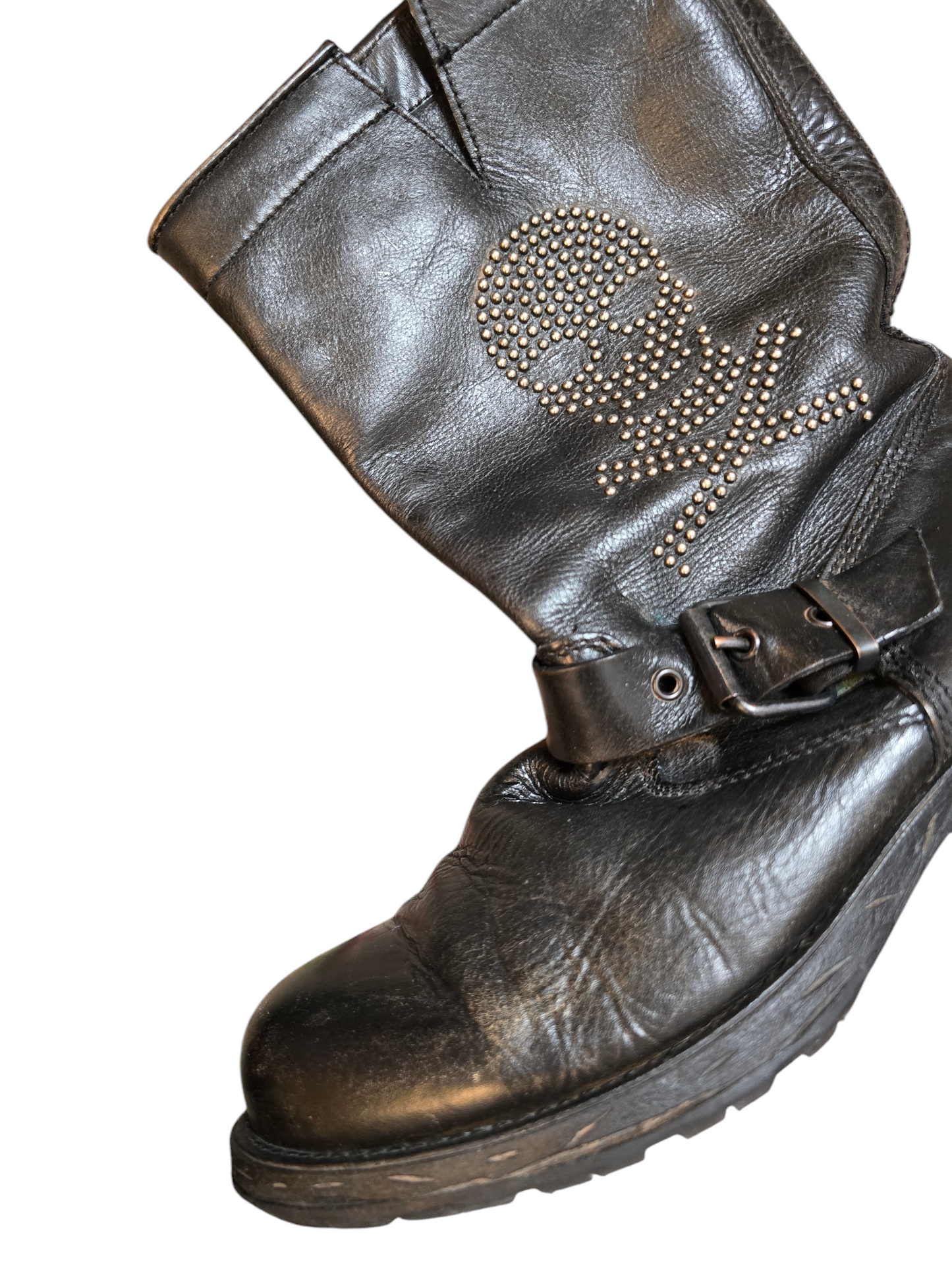 Y2k vintage biker rhinestone skull boots