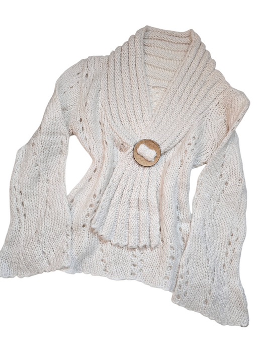 Y2k vintage bohemian fairy off shoulder sweater