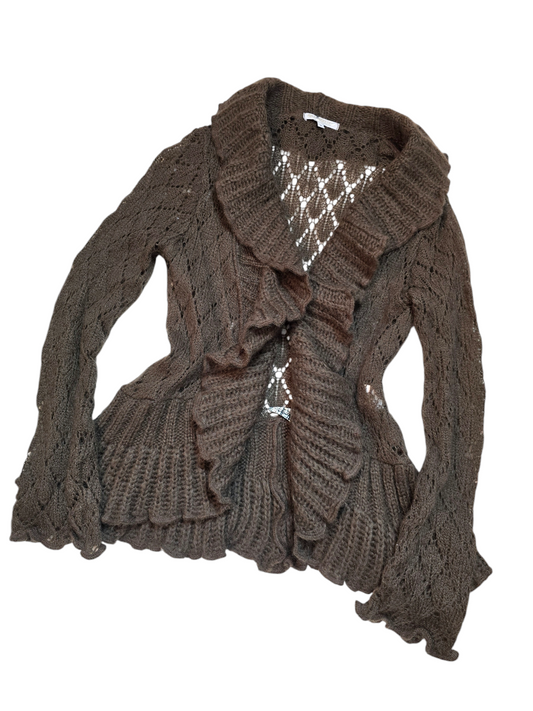 Y2k vintage flirty fairy ruffled cardigan