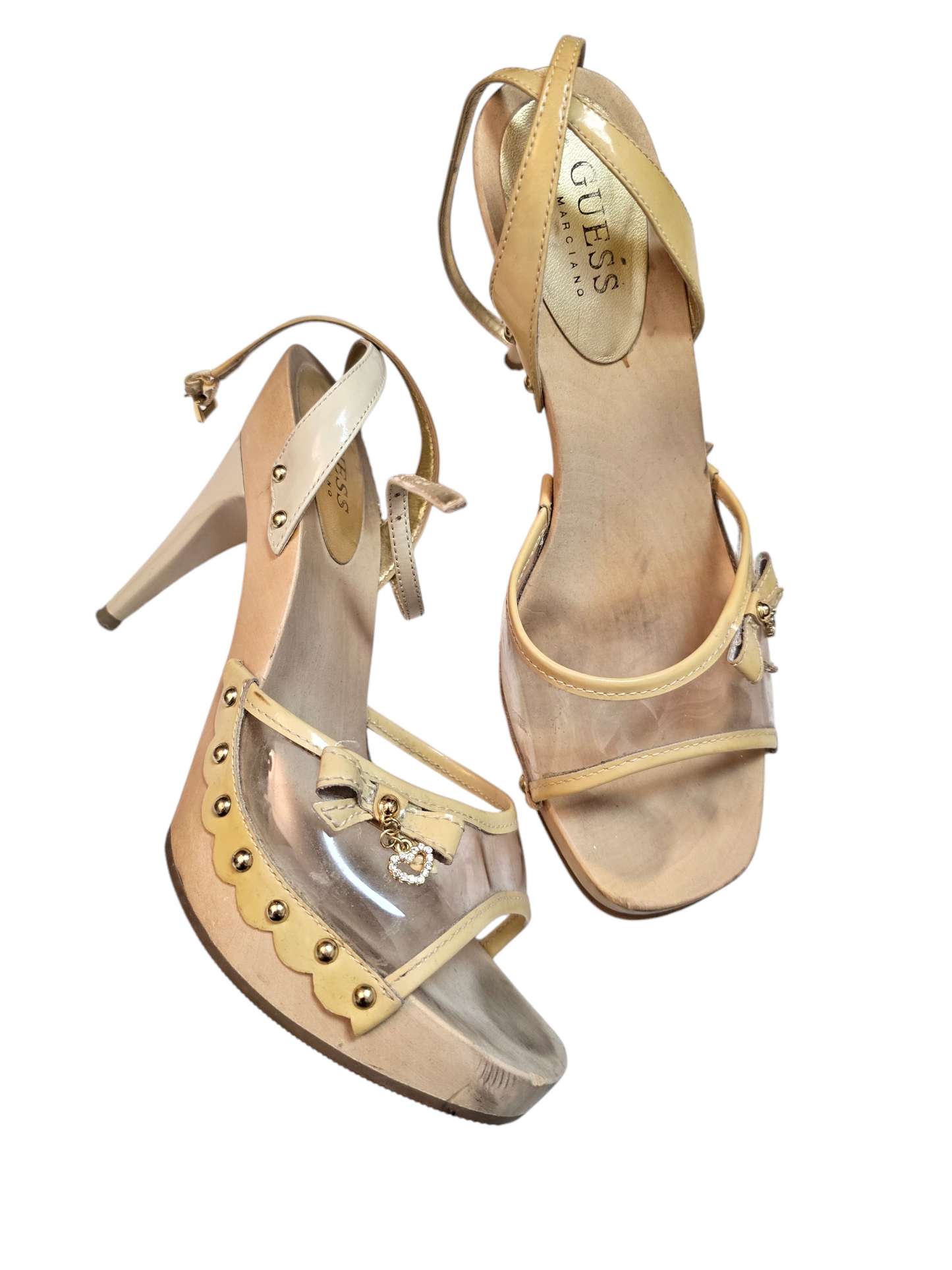 Y2k vintage Guess transparent coquettish mcbling mules