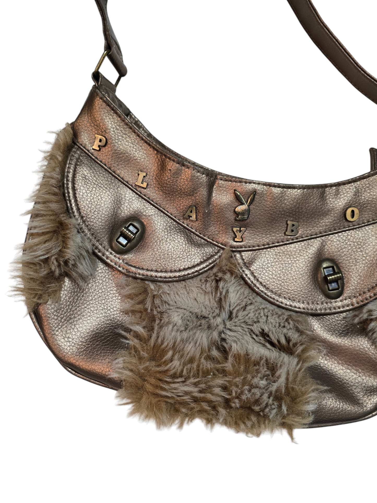 Y2k vintage Playboy mcbling fake fur bag