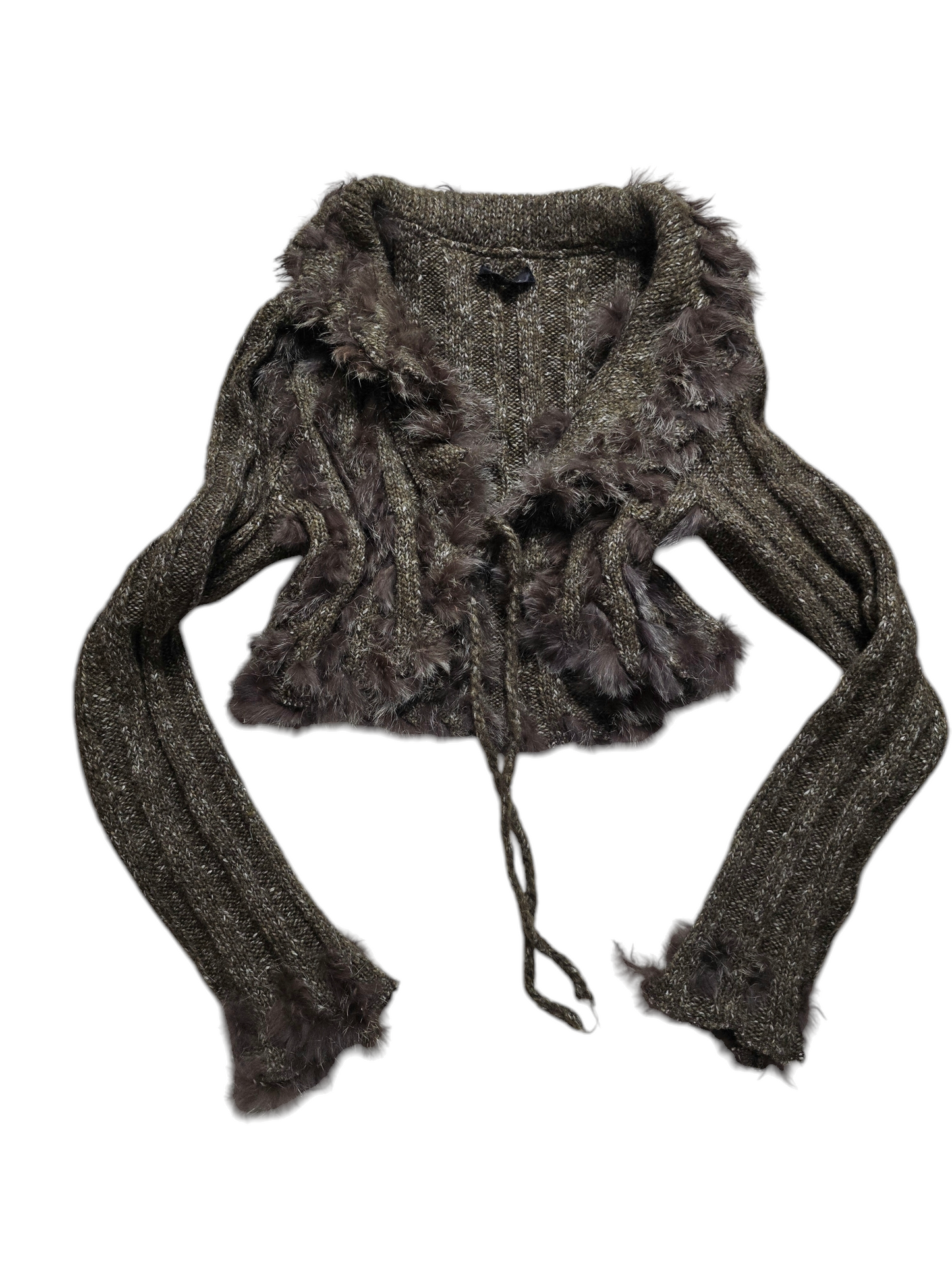 00s vintage flirty faux fur cardigan