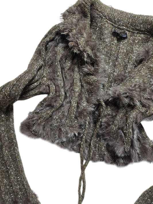 00s vintage flirty faux fur cardigan