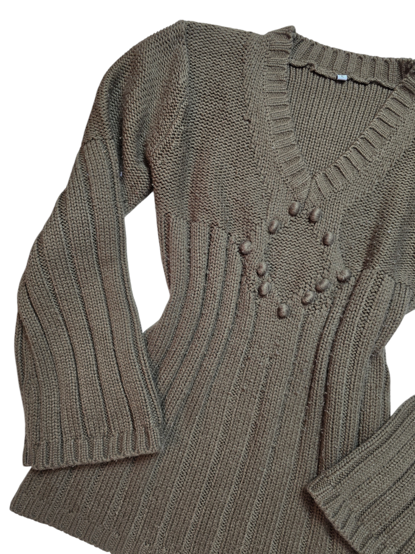 Y2k vintage brown flirty ribbed sweater