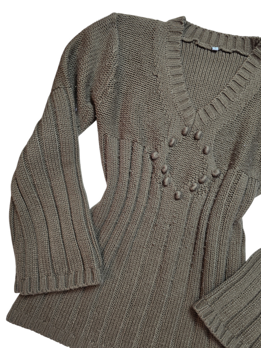 Y2k vintage brown coquette ribbed sweater