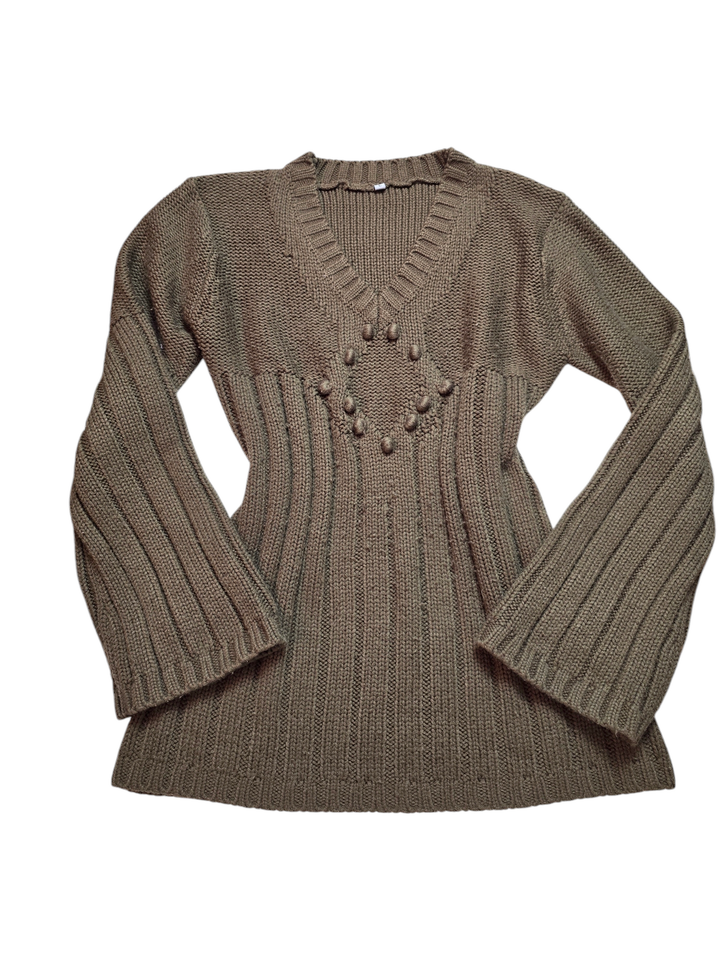Y2k vintage brown flirty ribbed sweater