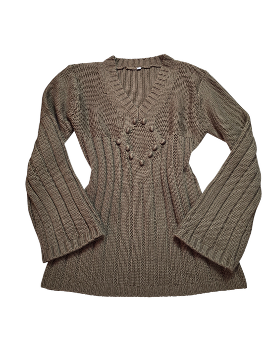 Y2k vintage brown flirty ribbed sweater