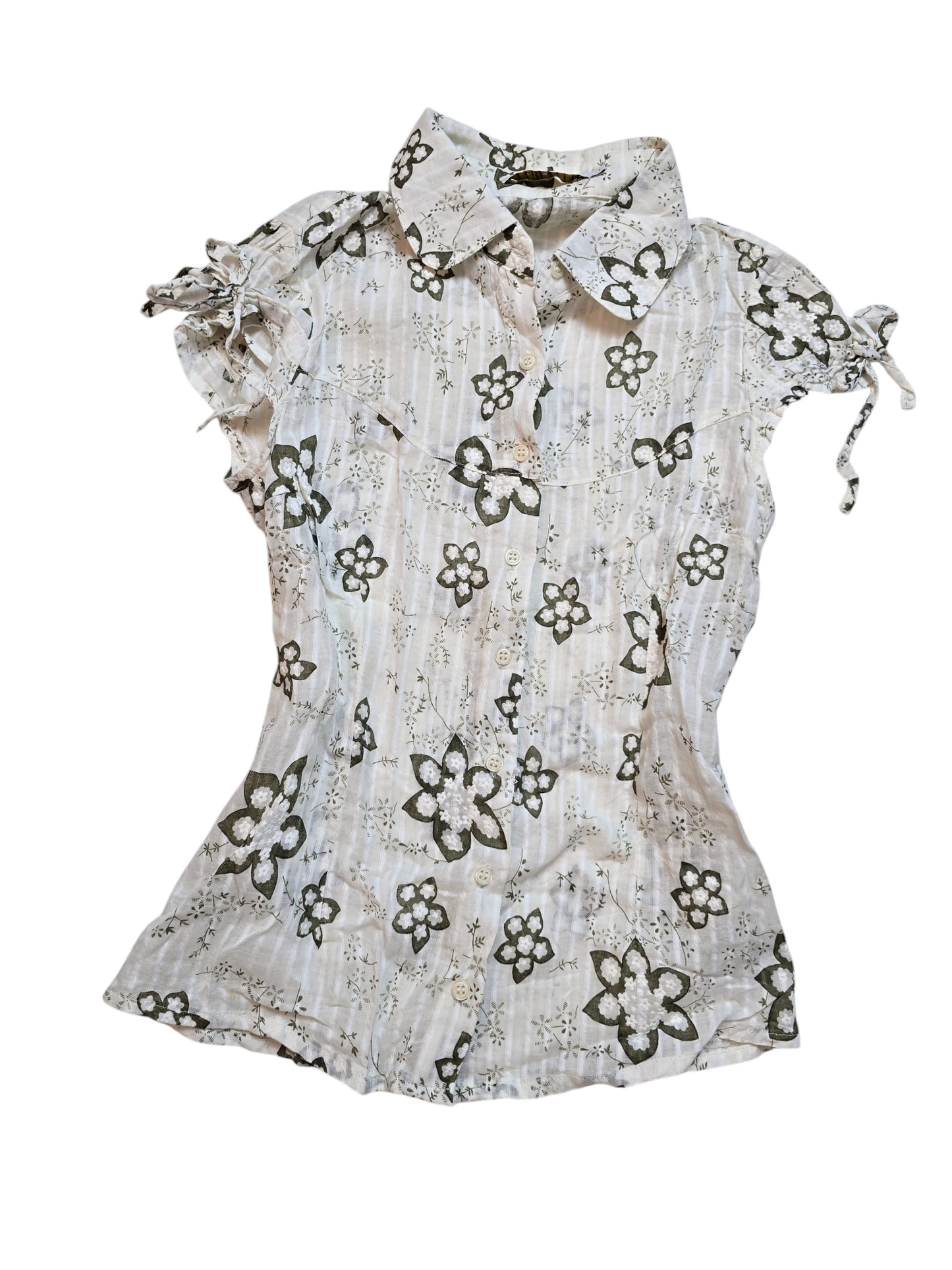 90s vintage coquette flowers shirt top