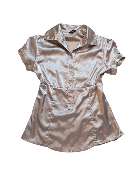 00s vintage coquette office satin shirt top