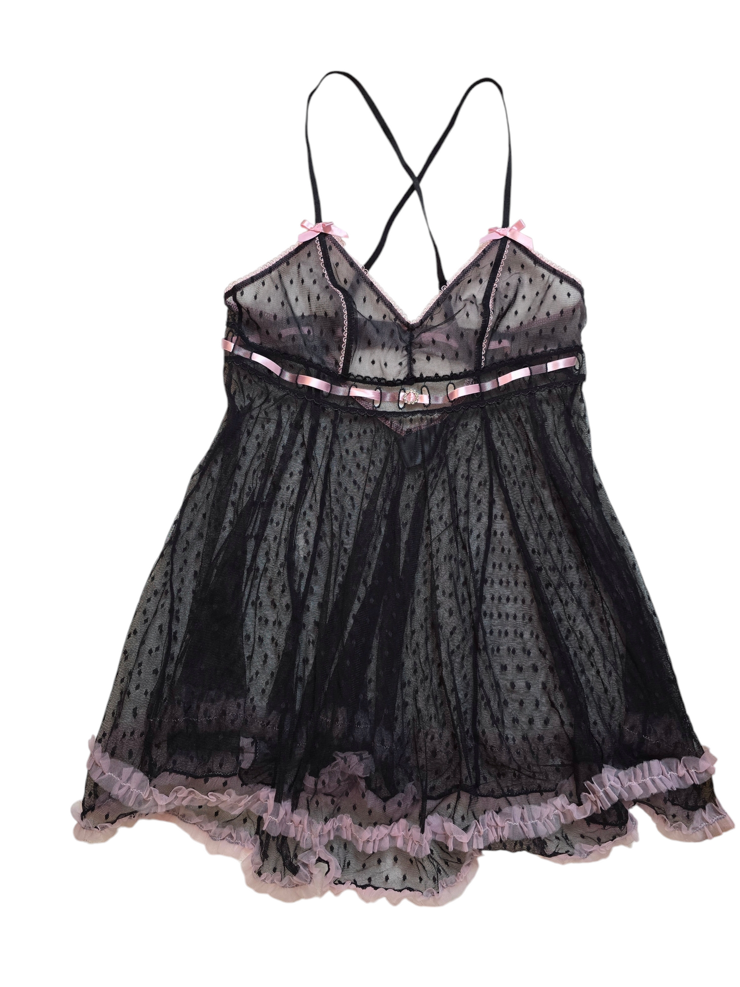 00s vintage coquette polka ruffled dress