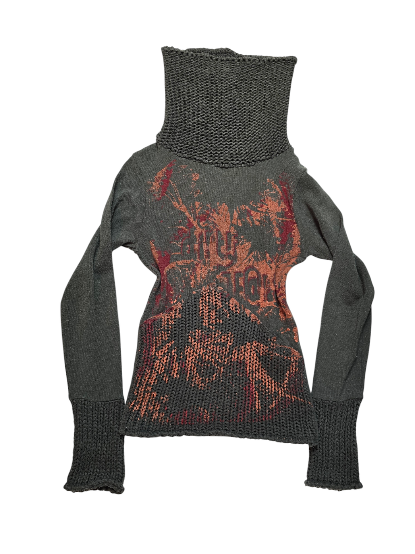 90s vintage ribbed softgrunge khaki sweater