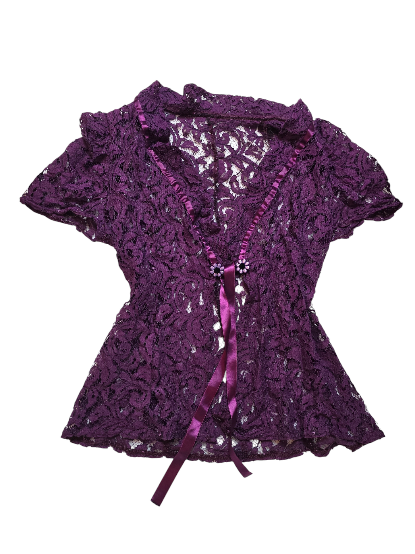 Y2k vintage coquette romantic lace blouse