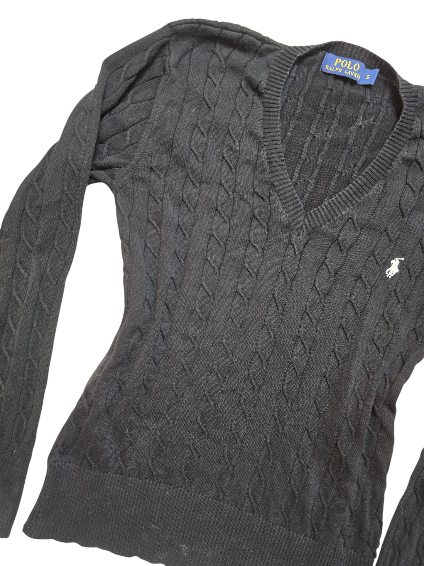 Old money coquette ribbed blue Ralph Lauren sweater