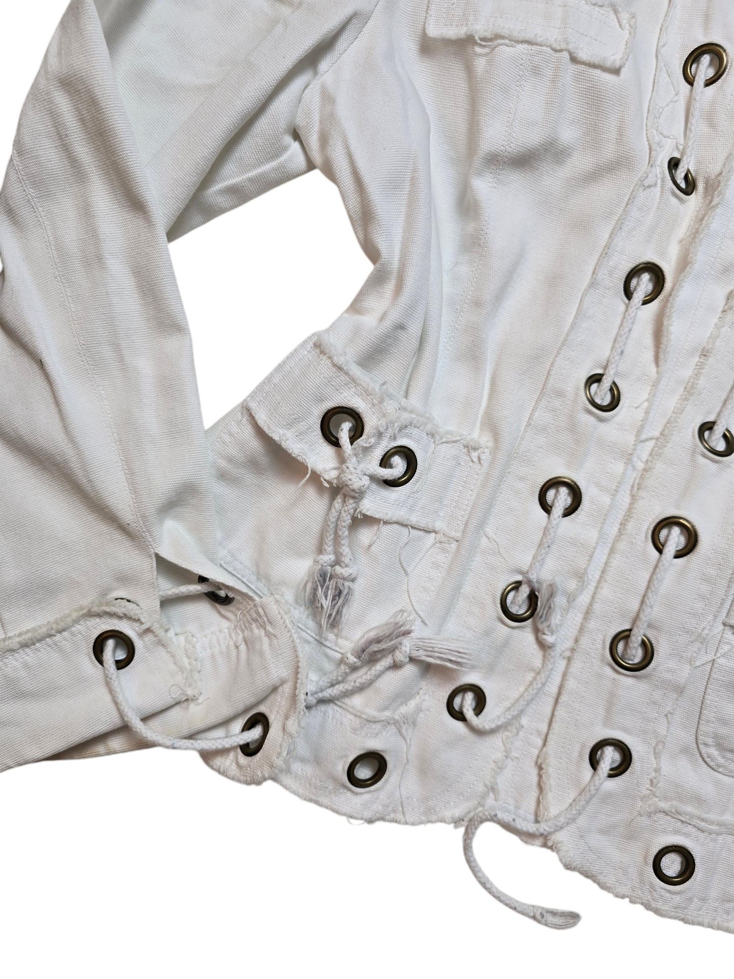 Y2k vintage white eyelets destroyed jacket