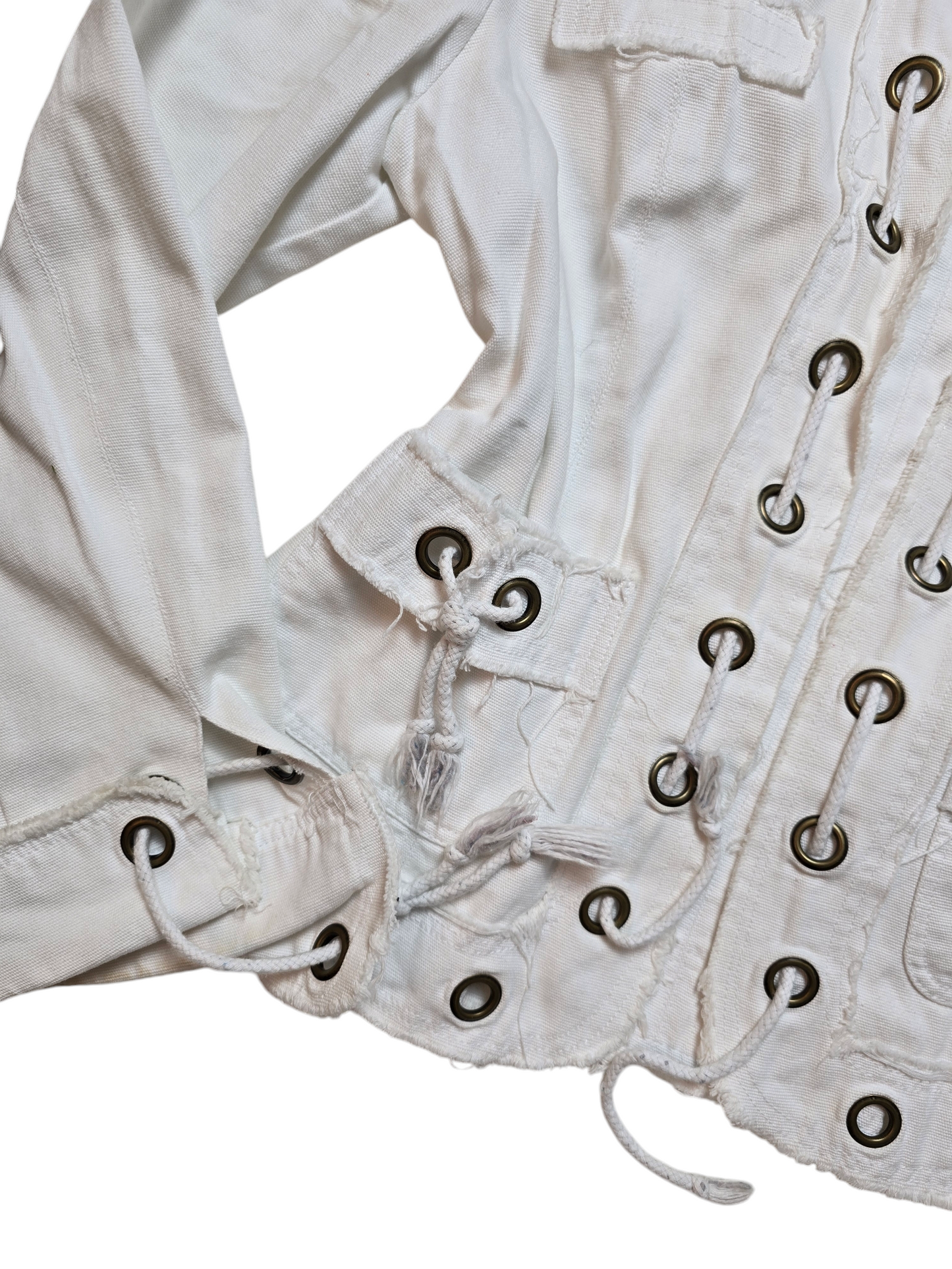 Y2k vintage white eyelets destroy jacket