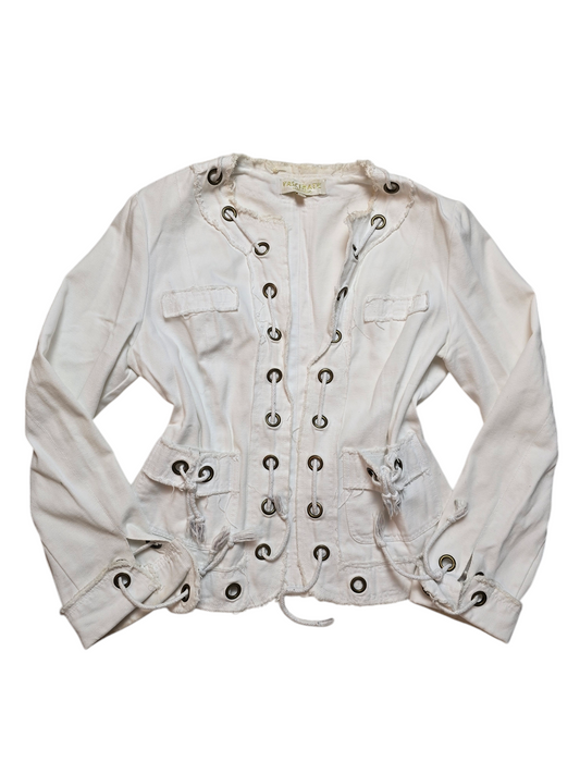 Y2k vintage white eyelets destroyed jacket