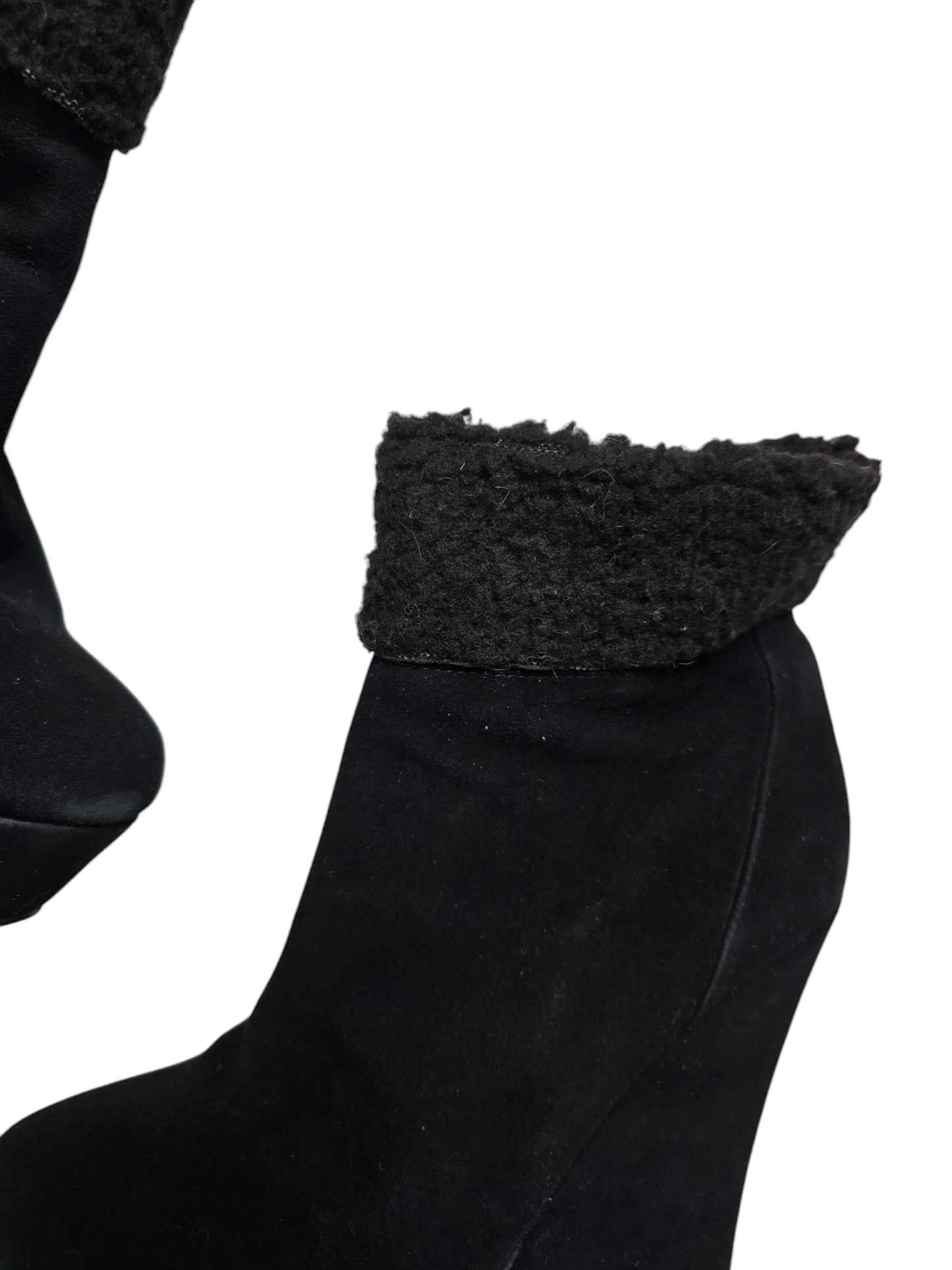 Y2k 2010 vintage wedge fur boots