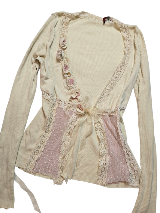 Y2k vintage flirty fairy ribbed cardigan