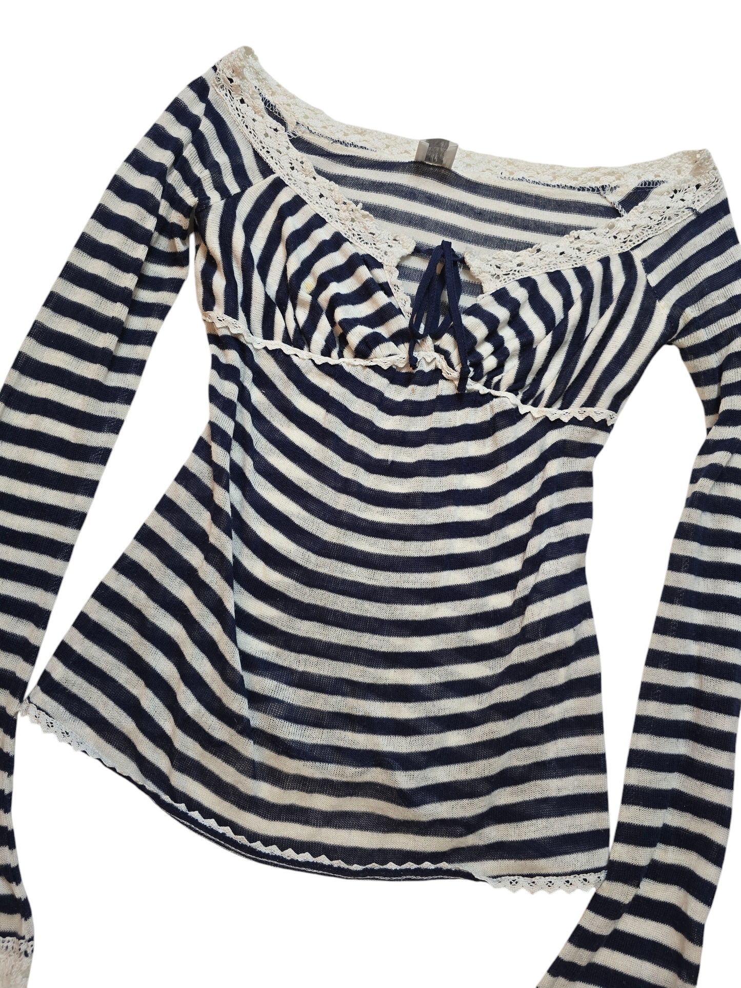 90s vintage flirty offshoulder stripes top