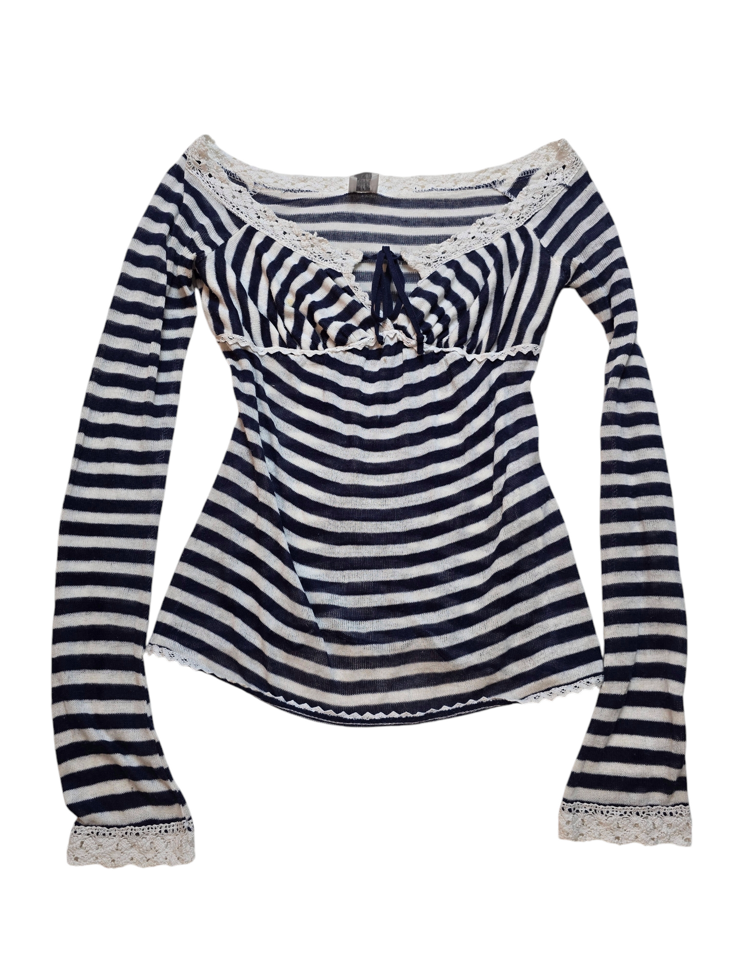 90s vintage flirty offshoulder stripes top