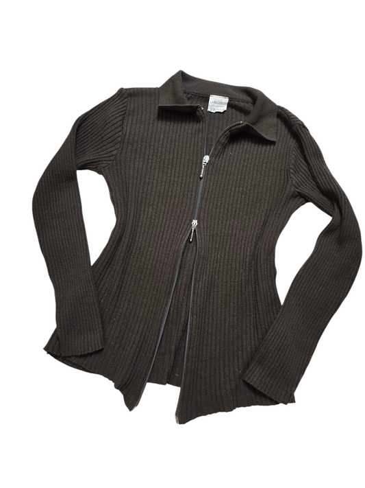 90s vintage softgrunge ribbed zip sweater