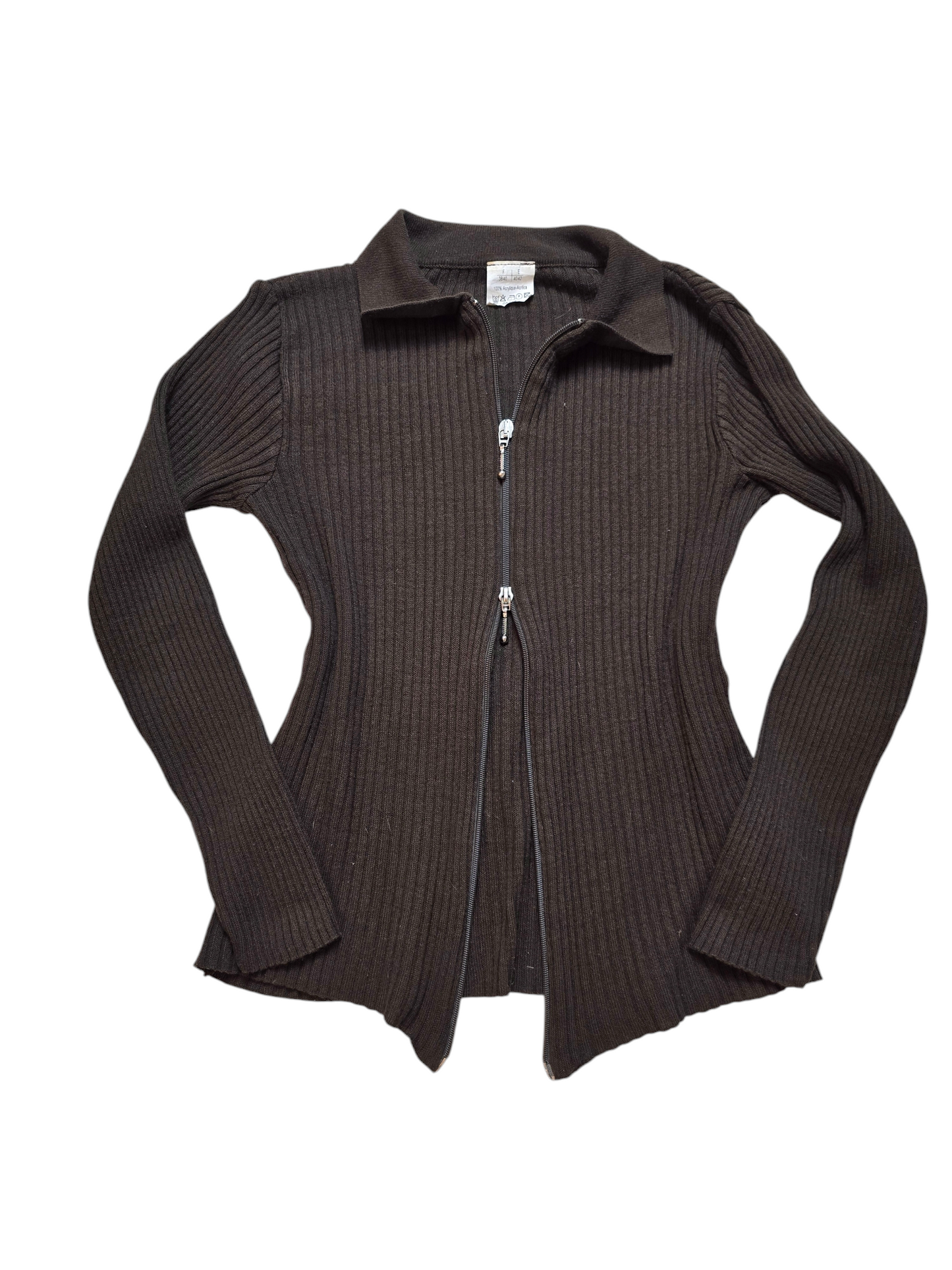 90s vintage softgrunge ribbed zip sweater