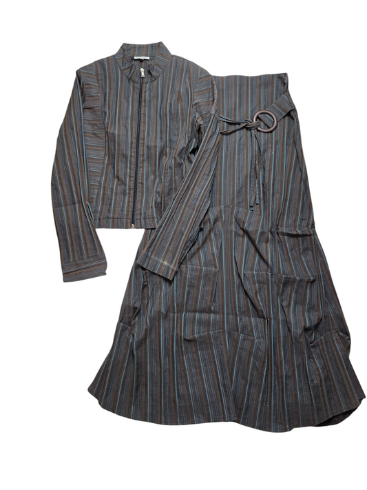 Y2k vintage officecore striped set skirt + jacket