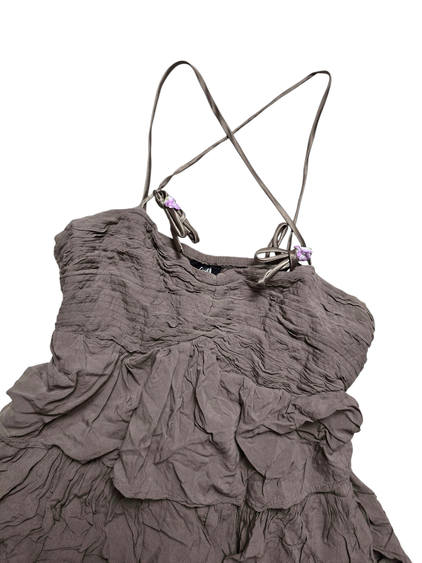 Y2k vintage boho ruffled dress