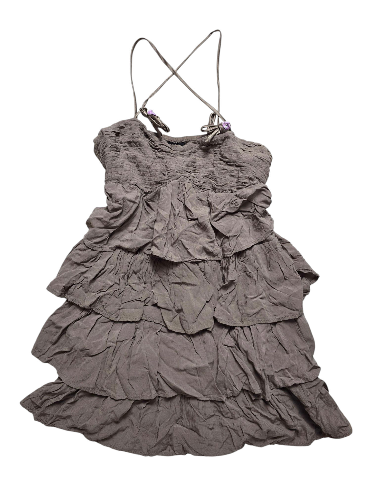 Y2k vintage boho ruffled dress