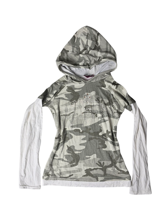 Y2k vintage mcbling military rhinestone top