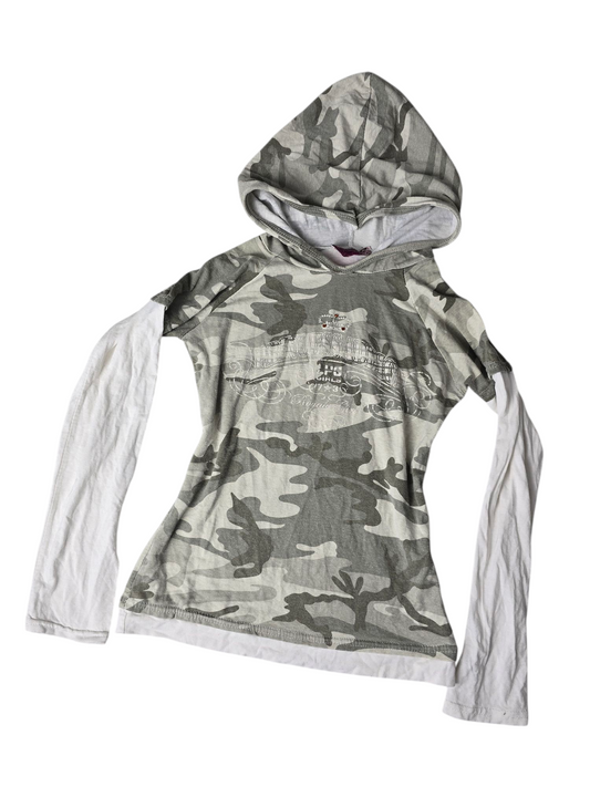 Y2k vintage mcbling military rhinestone top