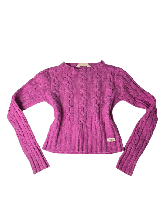 90s vintage pink ribbed coquette sweater