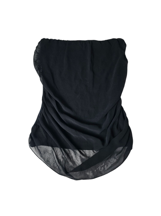 Y2k vintage strapless draped mcbling top