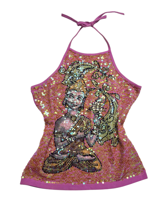 Y2k vintage mcbling sequin backless top