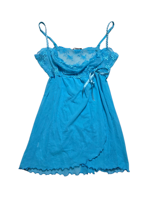 Y2k vintage coquettish lace blue top