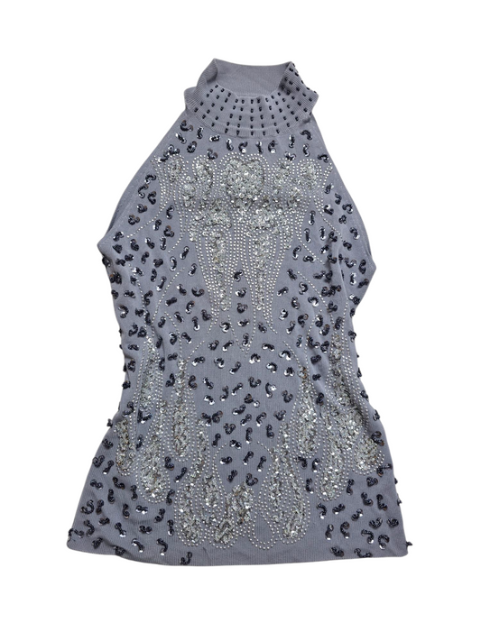 Y2k vintage indie sleaze off shoulder sequin top