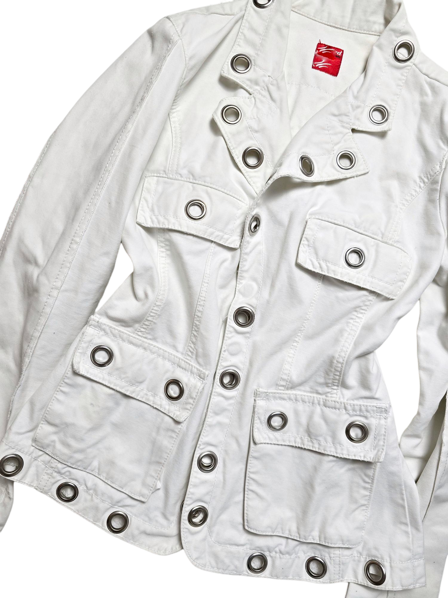 Y2k vintage white eyelets jacket