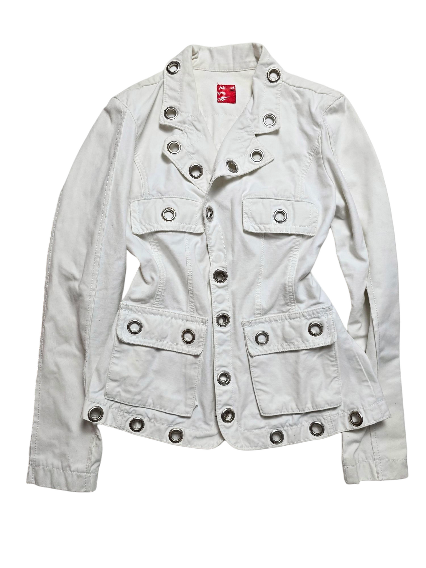 Y2k vintage white eyelets jacket