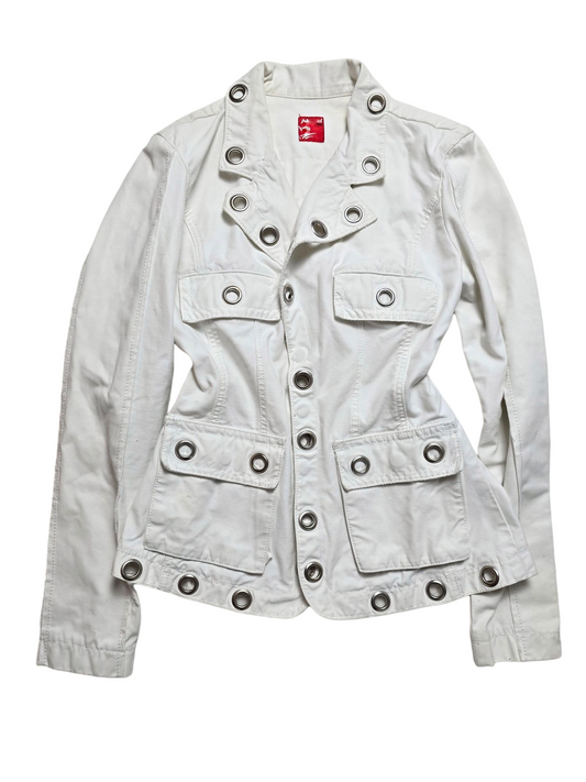 Y2k vintage white eyelets jacket